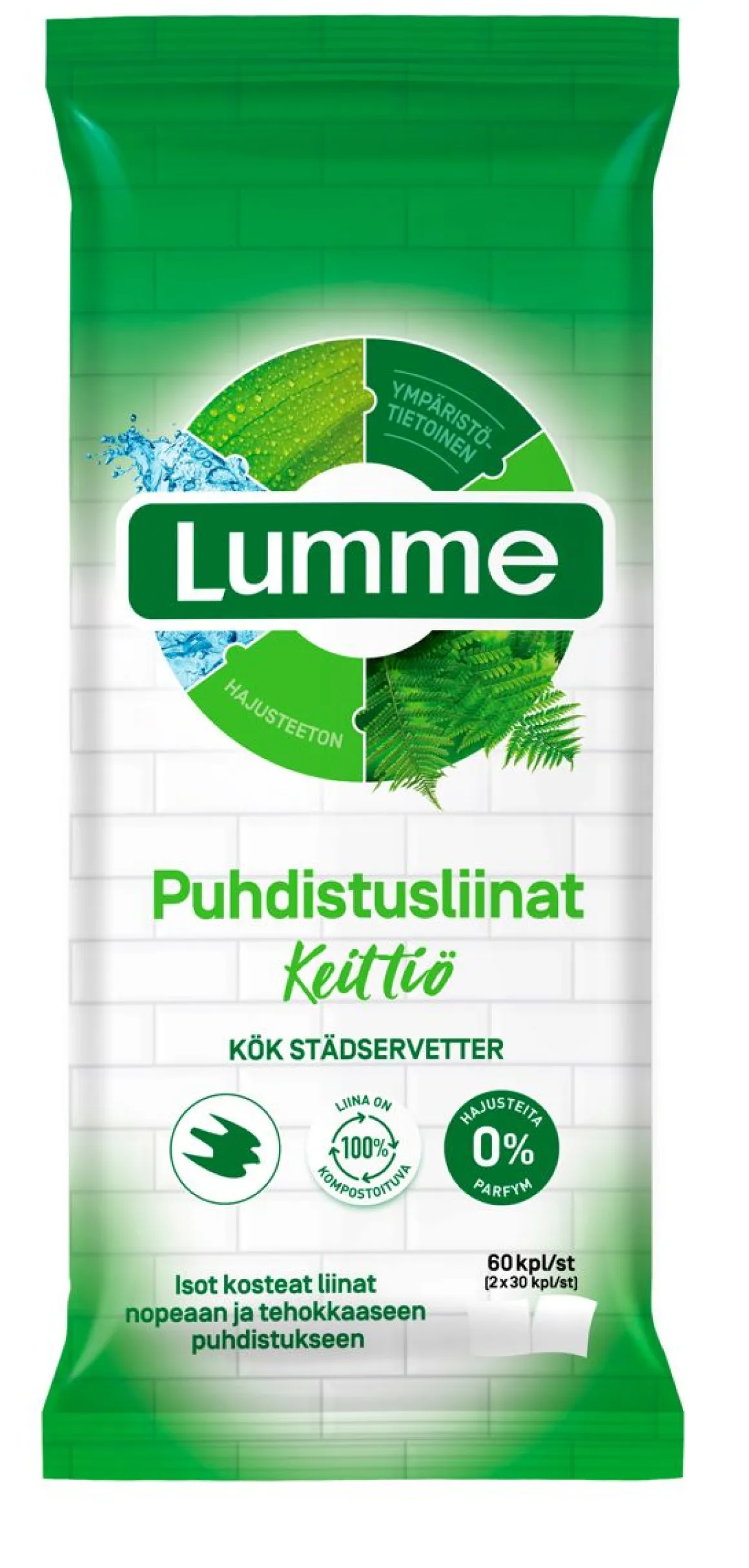 LUMME KEITTIÖ KOSTEAT PUHDISTUSLIINAT 2-PACK 60 KPL
