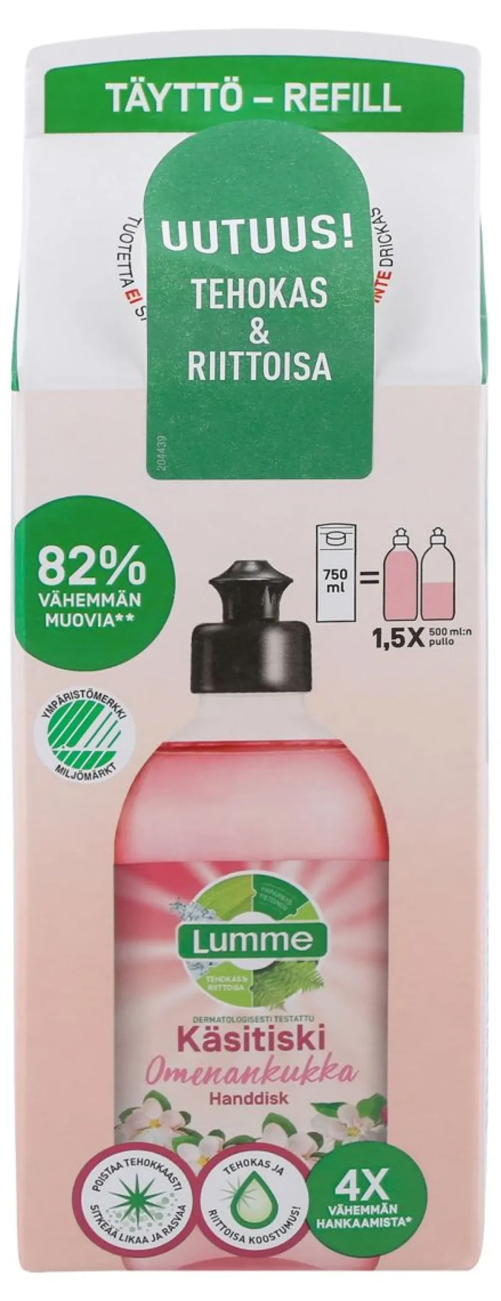 LUMME KÄSITISKIAINE OMENANKUKKA TÄYTTÖPAKKAUS 750 ML