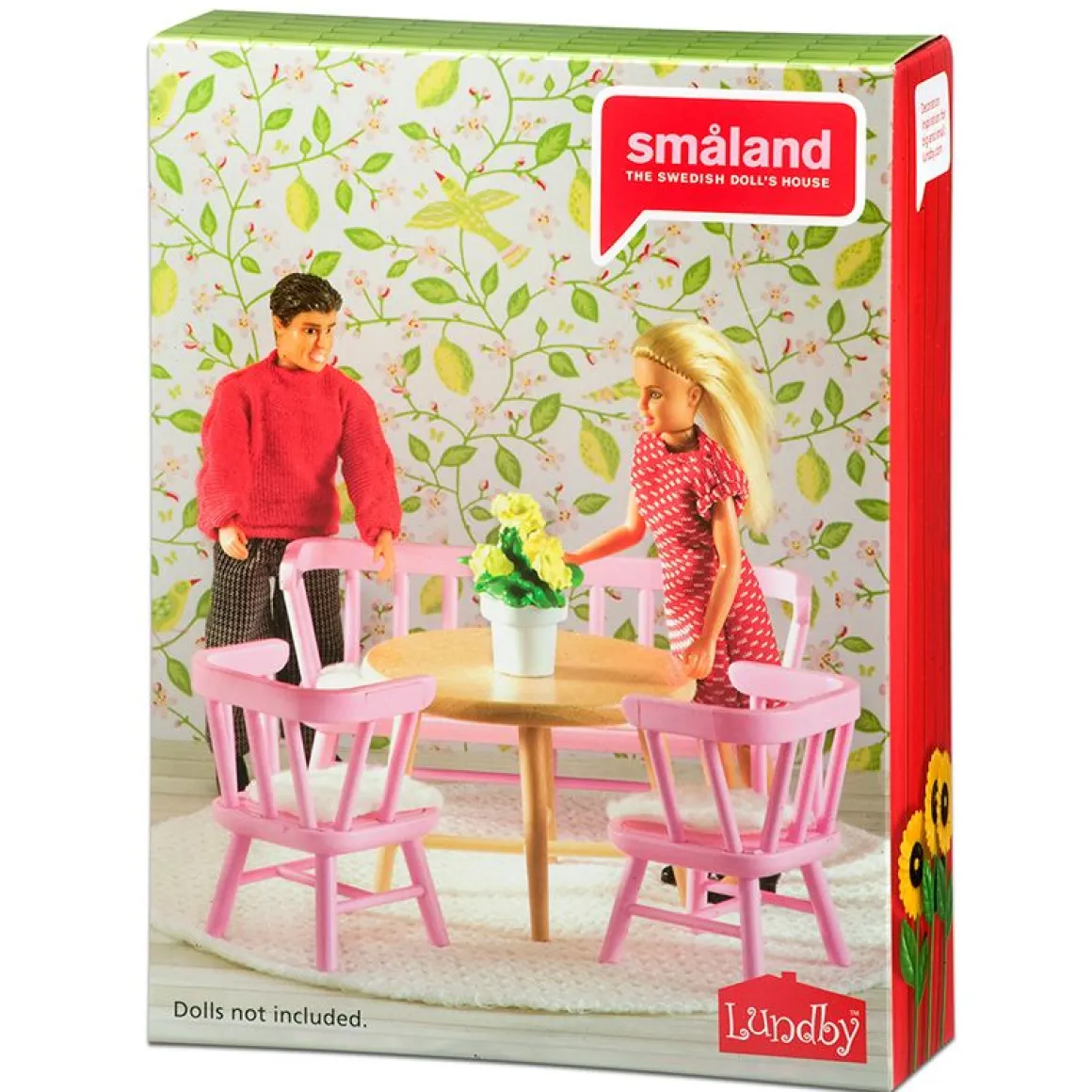 LUNDBY KEITTIÖSOHVA. PÖYTÄ JA TUOLIT PINKKI