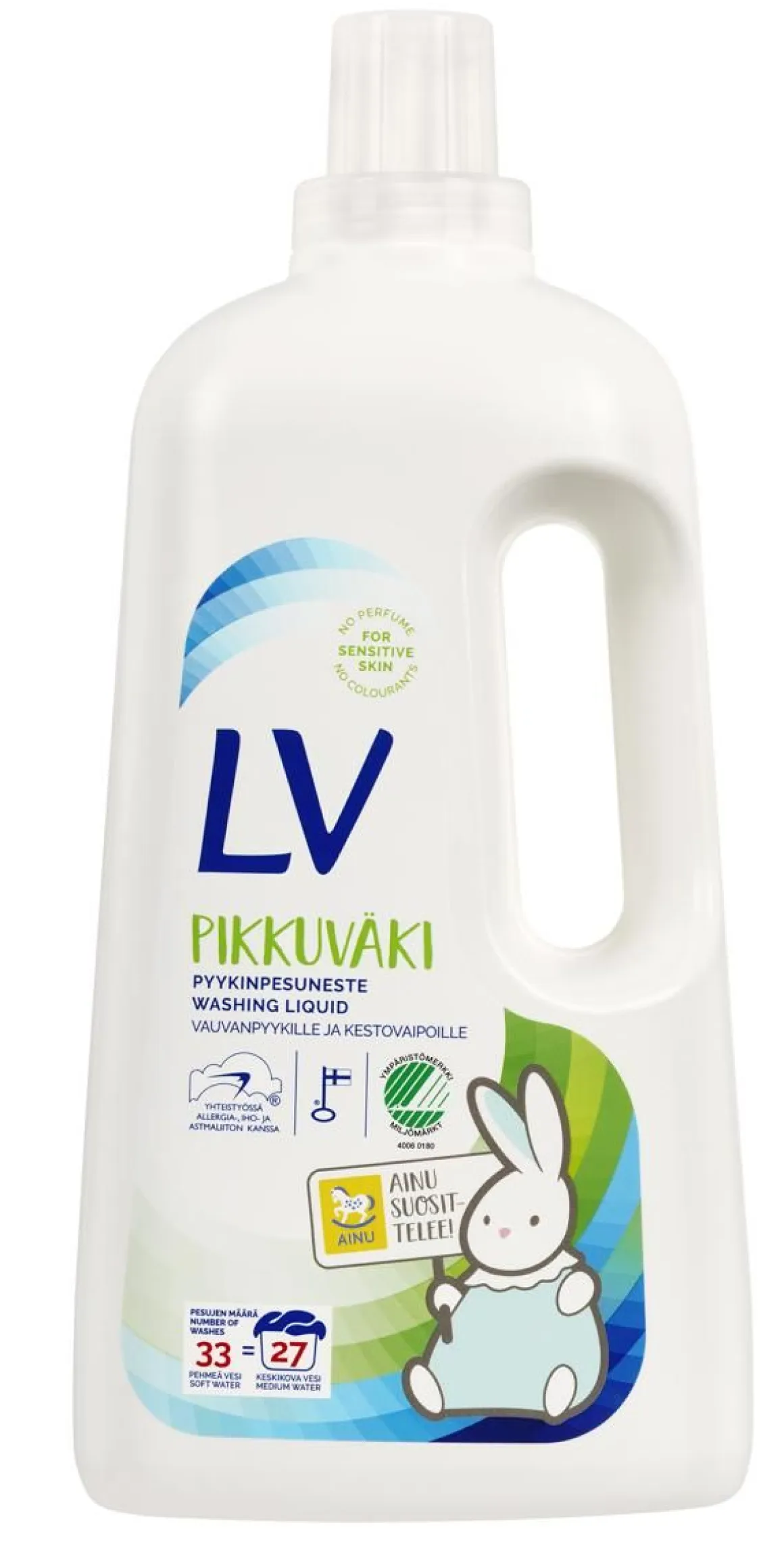 LV PIKKUVÄKI PYYKINPESUNESTE (JOUTSEN, AVAINLIPPU) 1,5 L