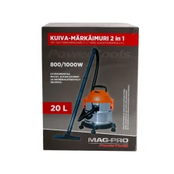 MAG-PRO POWER TOOLS KUIVA-MÄRKÄIMURI 2 IN 1 20 LITRAN TERÄSSÄILIÖLLÄ