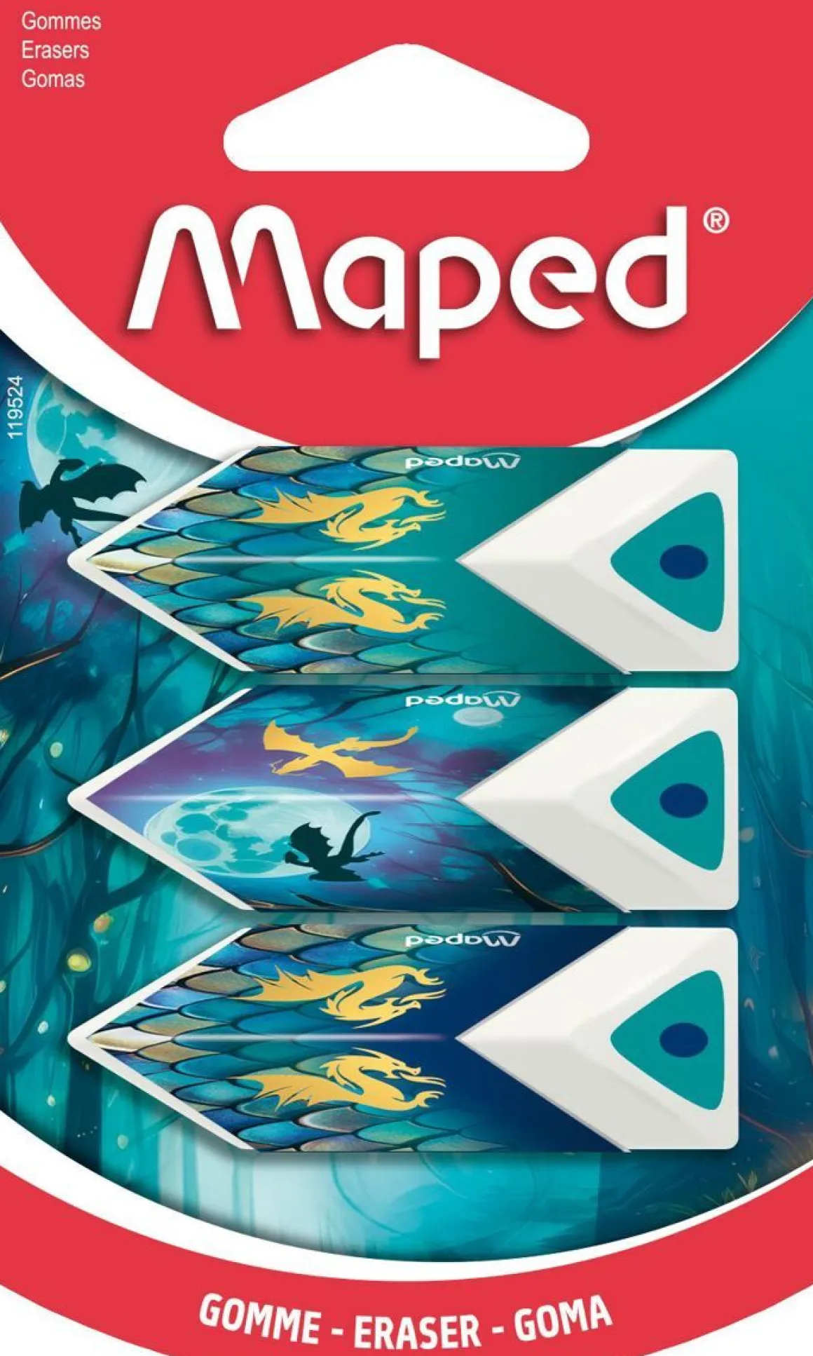 MAPED PYYHEKUMI PYRAMID DRAGON 3 KPL KP