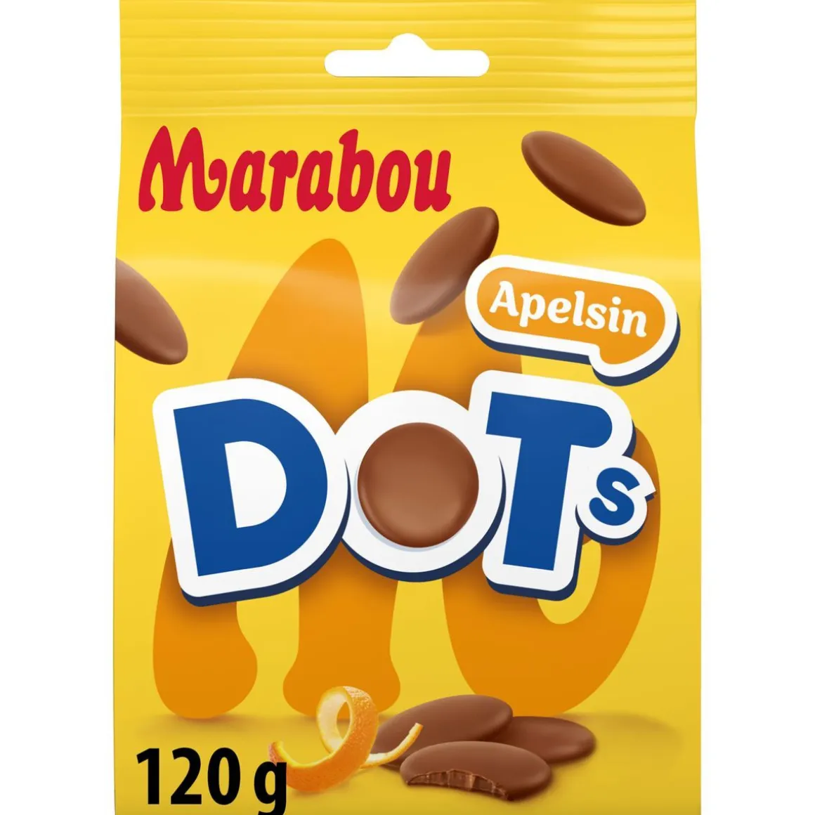 MARABOU DOTS ORANGE SUKLAAMAKEISPUSSI 120 G
