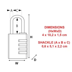 MASTERLOCK RIIPPULUKKO 7640EURDBLKLH 40MM, PITKÄ SANKA 51M