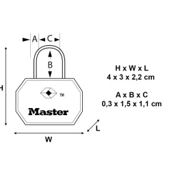 MASTERLOCK RIIPPULUKKO 4681EURTBLK 2X30MM