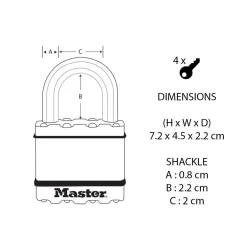 MASTERLOCK RIIPPULUKKO M1BEURD 45MM