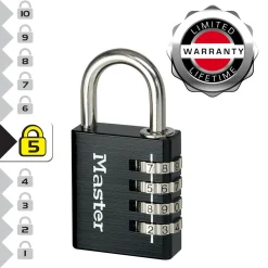 MASTERLOCK RIIPPULUKKO NUMEROLUKITUKSELLA 7640EURDBLK 40MM