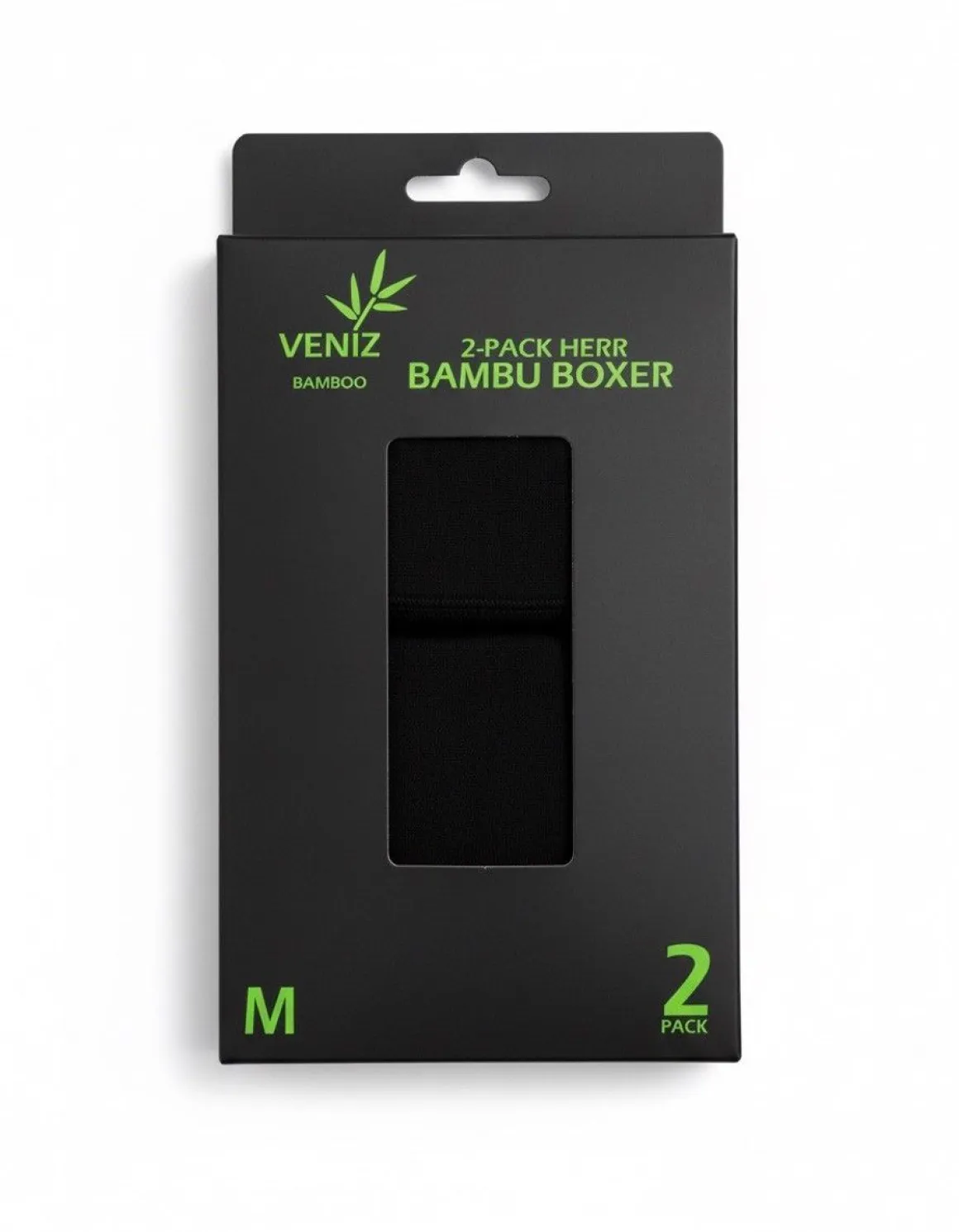 MIESTEN BAMBUBOKSERIT MUSTA 2-PACK XL