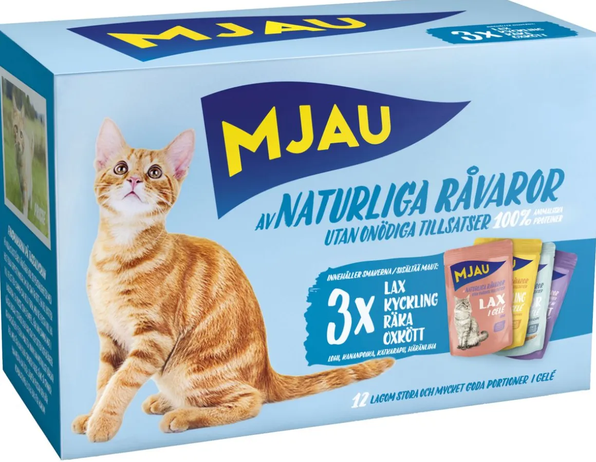 MJAU LAJITELMA LIHA&KALA HYYTELÖSSÄ 12*85G 1,02 KG