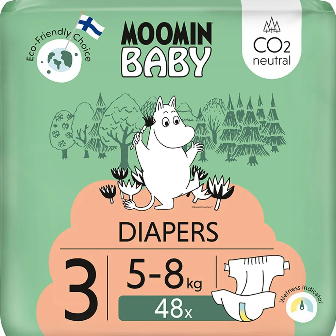 MOOMIN BABY DIAPERS TEIPPIVAIPPA 3 5-8 KG 48 KPL