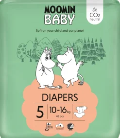 MOOMIN BABY DIAPERS TEIPPIVAIPPA 5 10-16 KG 40 KPL