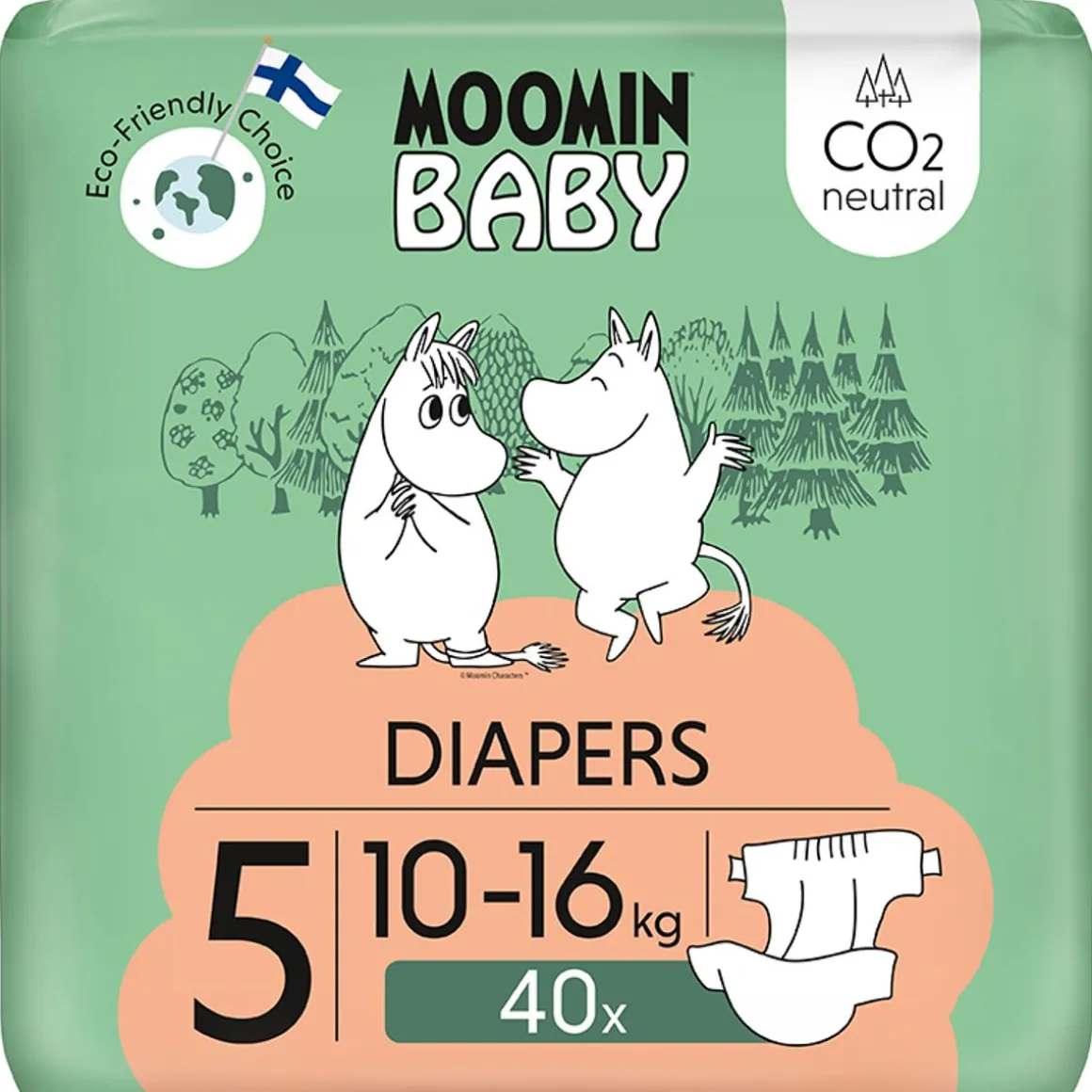 MOOMIN BABY DIAPERS TEIPPIVAIPPA 5 10-16 KG 40 KPL