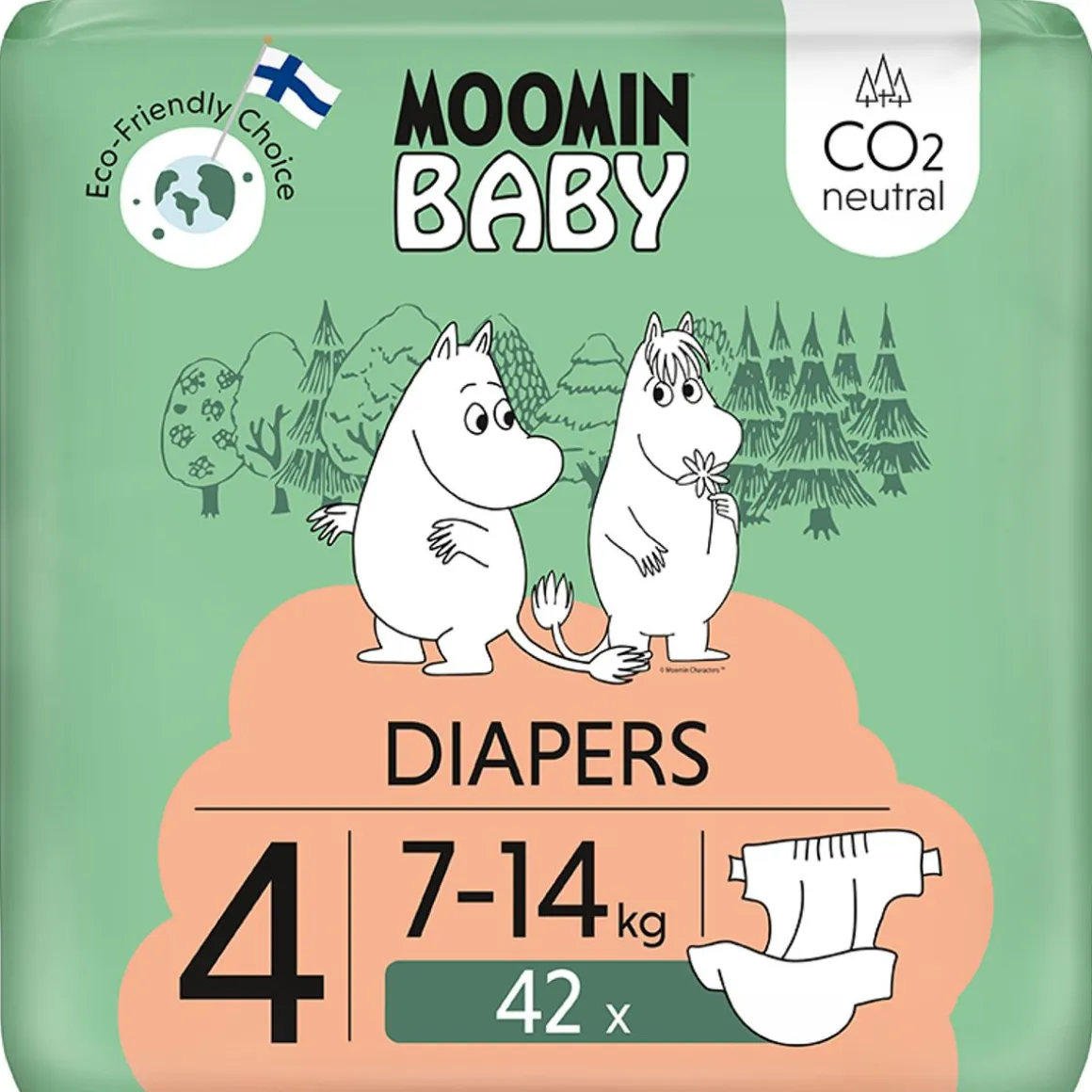 MOOMIN BABY DIAPERS TEIPPIVAIPPA 4 KPL 7-14 KG 42 KPL