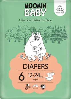 MOOMIN BABY DIAPERS TEIPPIVAIPPA 6 12-24 KG 34 KPL