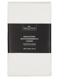 MUOTOONOMMELTU ALUSLAKANA 160X200+20CM VALKOINEN