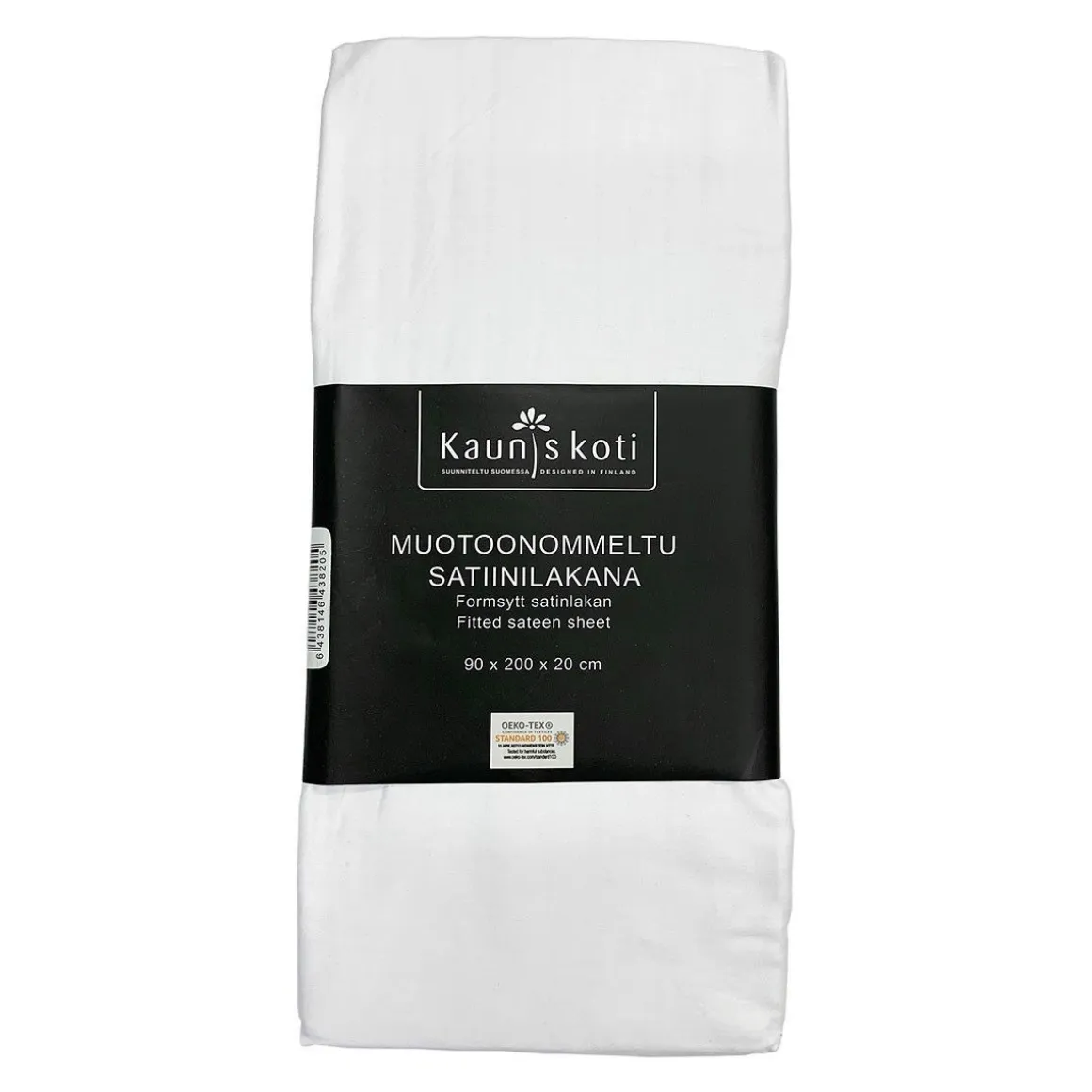 MUOTOONOMMELTU SATIINIALUSLAKANA 90X200+20CM VALKOINEN