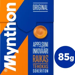 MYNTHON APPELSIINI-INKIVÄÄRI SOKTON KURKKUPASTILLI 85 G