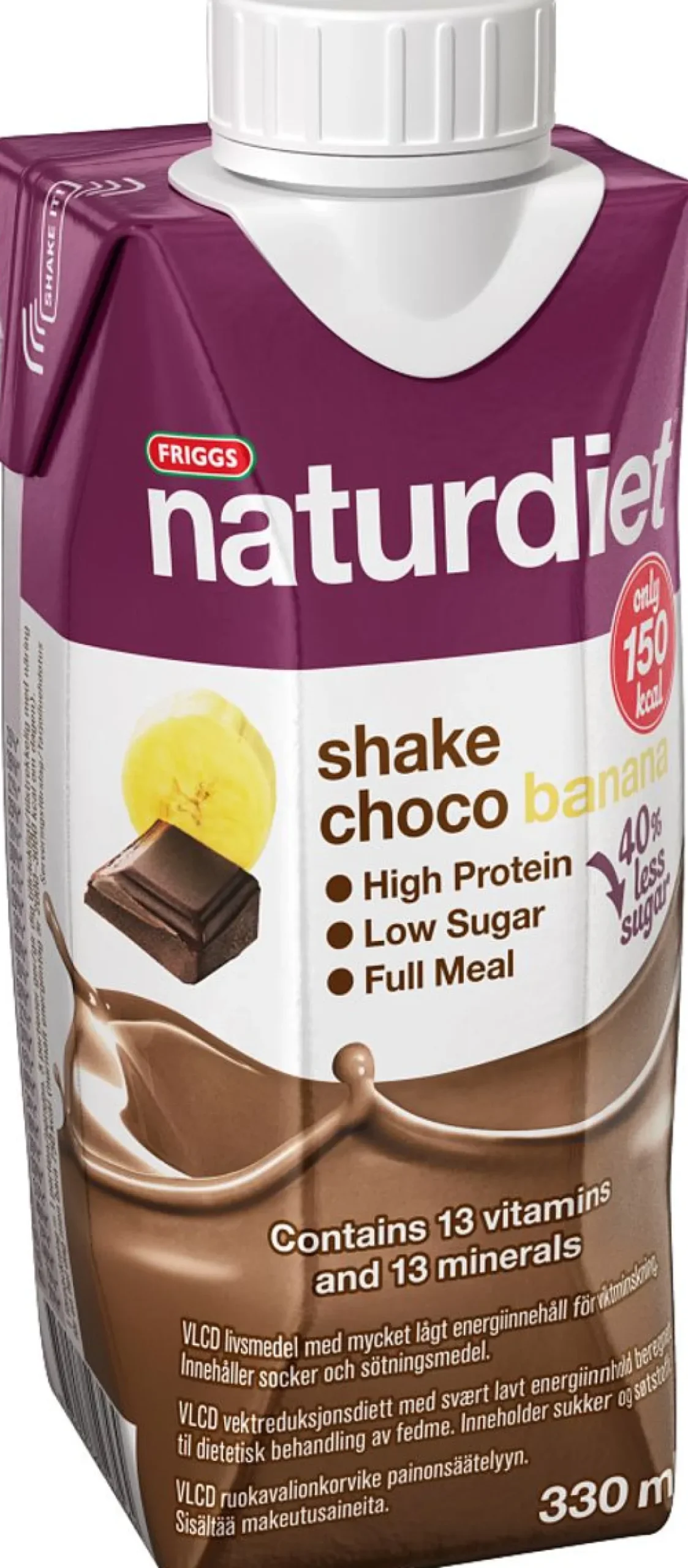 NATURDIET SHAKE SUKLAA-BANAANI 330 ML