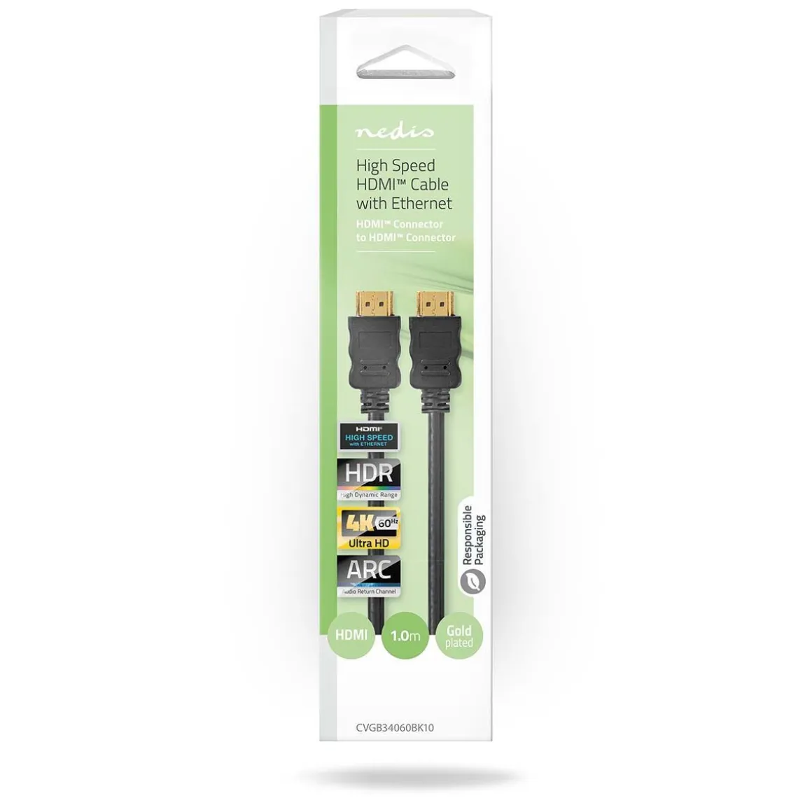 NEDIS HIGH SPEED HDMI-KAAPELI ETHERNET HDMI-LIITIN 1 M MUSTA