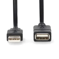 NEDIS USB 2.0 JATKOKAAPELI USB A UROS - USB A NAARAS PYÖREÄ 2 M