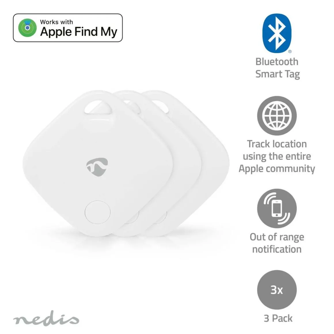 NEDIS AVAIMENPERÄPAIKANNIN | APPLE FIND MY - YHTEENSOPIVA | 3KP