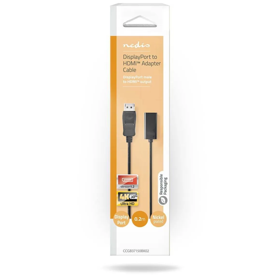 NEDIS DISPLAYPORT KAAPELI DISPLAYPORT UROS - HDMI NAARAS 0.20