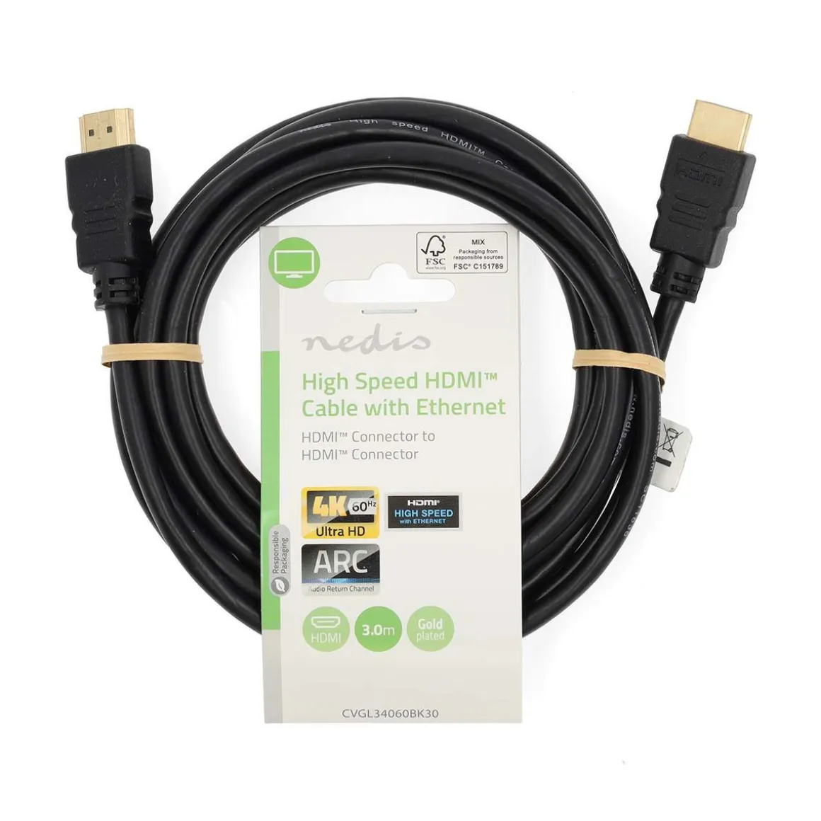 NEDIS HIGH SPEED HDMI-KAAPELI ETHERNET HDMI-LIITIN 1 M MUSTA