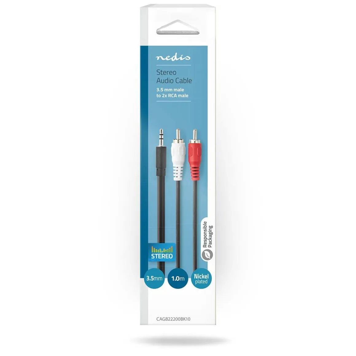 NEDIS STEREOÄÄNIKAAPELI 3.5 MM UROS - 2X RCA UROS 5 M MUSTA