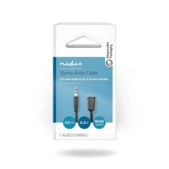 NEDIS STEREOÄÄNIKAAPELI 3.5 MM UROS - 2X 3.5 MM NAARAS 0.20 M M