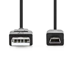 NEDIS USB 2.0 KAAPELI USB A UROS - MINI 5-PIN UROS PYÖREÄ 2 M M