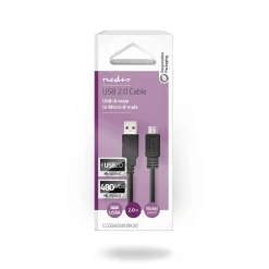 NEDIS USB 2.0 KAAPELI USB A UROS - MICRO B-UROS PYÖREÄ 2 M MUST