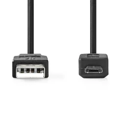 NEDIS USB 2.0 KAAPELI USB A UROS - MICRO B-UROS PYÖREÄ 2 M MUST