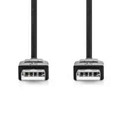 NEDIS USB 2.0 KAAPELI USB A UROS - USB A UROS PYÖREÄ 2 M MUSTA