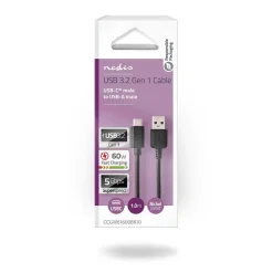 NEDIS USB 3.2 KAAPELI USB-C UROS - USB A UROS 1 M MUSTA