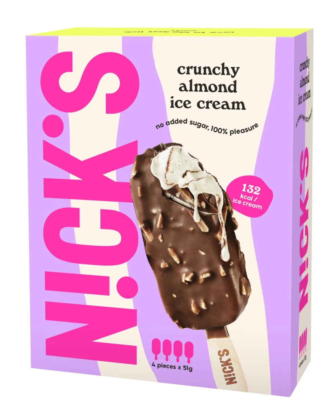 NICK'S JÄÄTELÖPUIKKO 4X51G CRUNCHY ALMOND 204 G