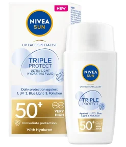 NIVEA SUN AURINKOVOIDE UV FACE TRIPLE PROTECTION FLUID SK50+ 40 ML