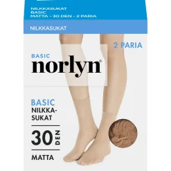 NORLYN BASIC 30 DEN NILKKASUKAT, 2 PR/PAKKAUS, 9202 POWDER 36