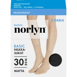 NORLYN BASIC 30 DEN NILKKASUKAT, 2 PR/PAKKAUS, 1210 BLACK 36-