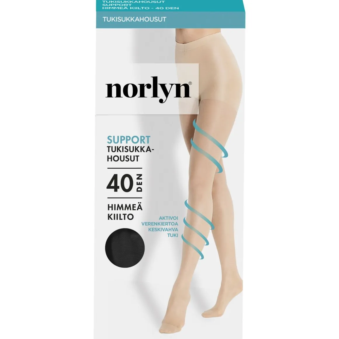 NORLYN SUPPORT 40 DEN TUKISUKKAHOUSUT, 1210 BLACK 36-40