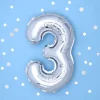NUMEROFOLIO 3 HOPEANVÄRINEN ILMATÄYTTEINEN 35 CM