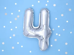 NUMEROFOLIO 4 HOPEANVÄRINEN ILMATÄYTTEINEN 35 CM