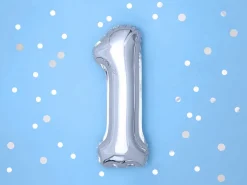 NUMEROFOLIO 1 HOPEANVÄRINEN ILMATÄYTTEINEN 35 CM