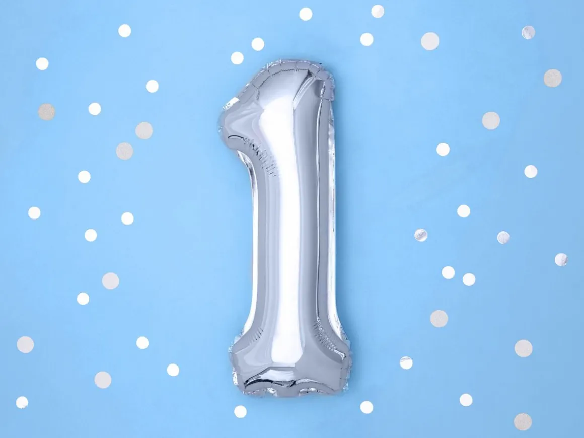 NUMEROFOLIO 1 HOPEANVÄRINEN ILMATÄYTTEINEN 35 CM