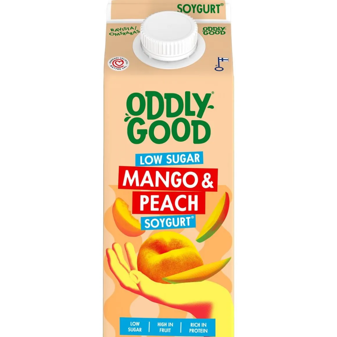 ODDLYGOOD SOYGURT VÄHÄSOKERINEN MANGO & PERSIKKA 750 G