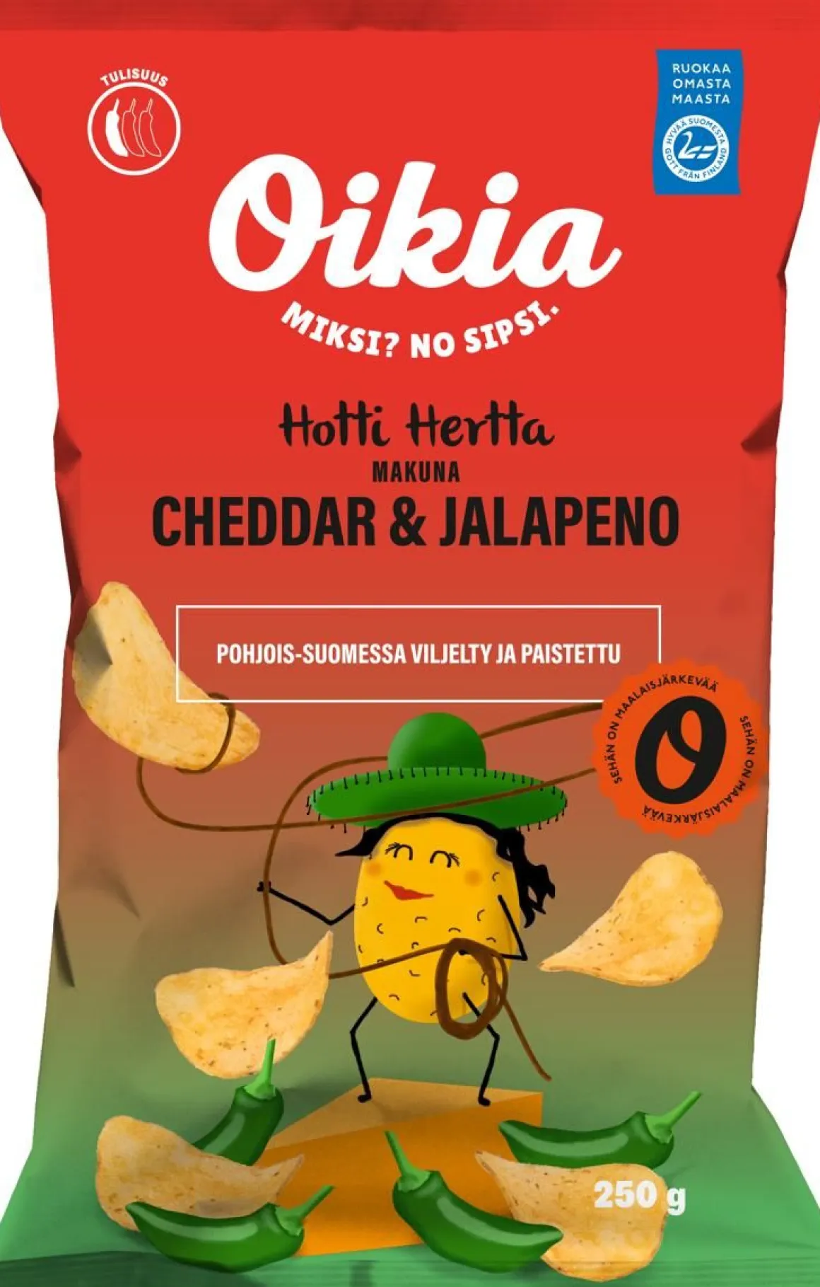 OIKIA HOTTI HERTTA CHEDDAR JA JALAPENO PERUNALASTU 250 G