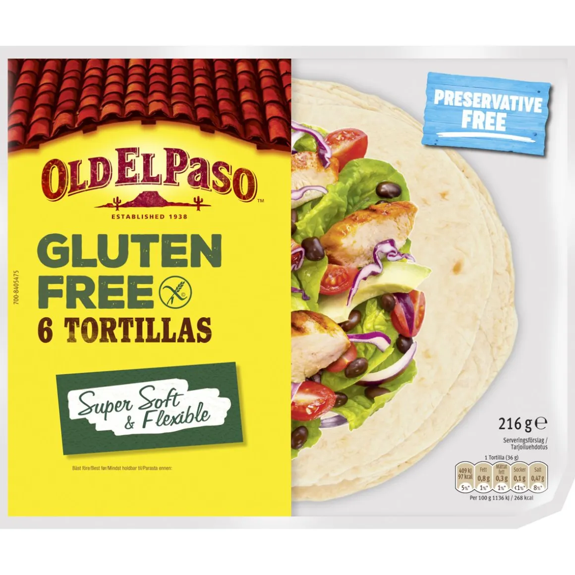 OLD EL PASO TORTILLA GLUTEENITON 216 G