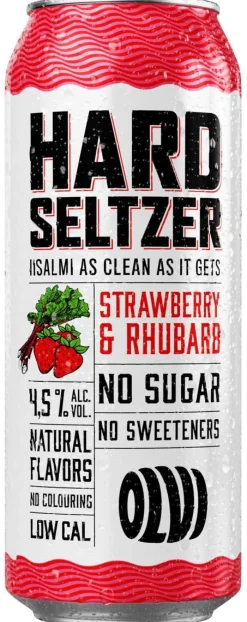 OLVI HARD SELTZER 4,5% STRAWBERRY-RHUBARB TLK 500 ML