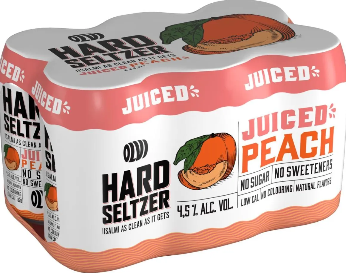 OLVI HARD SELTZER 4,5% JUICED PEACH 0,33 TLK 6-PACK 1,98 L