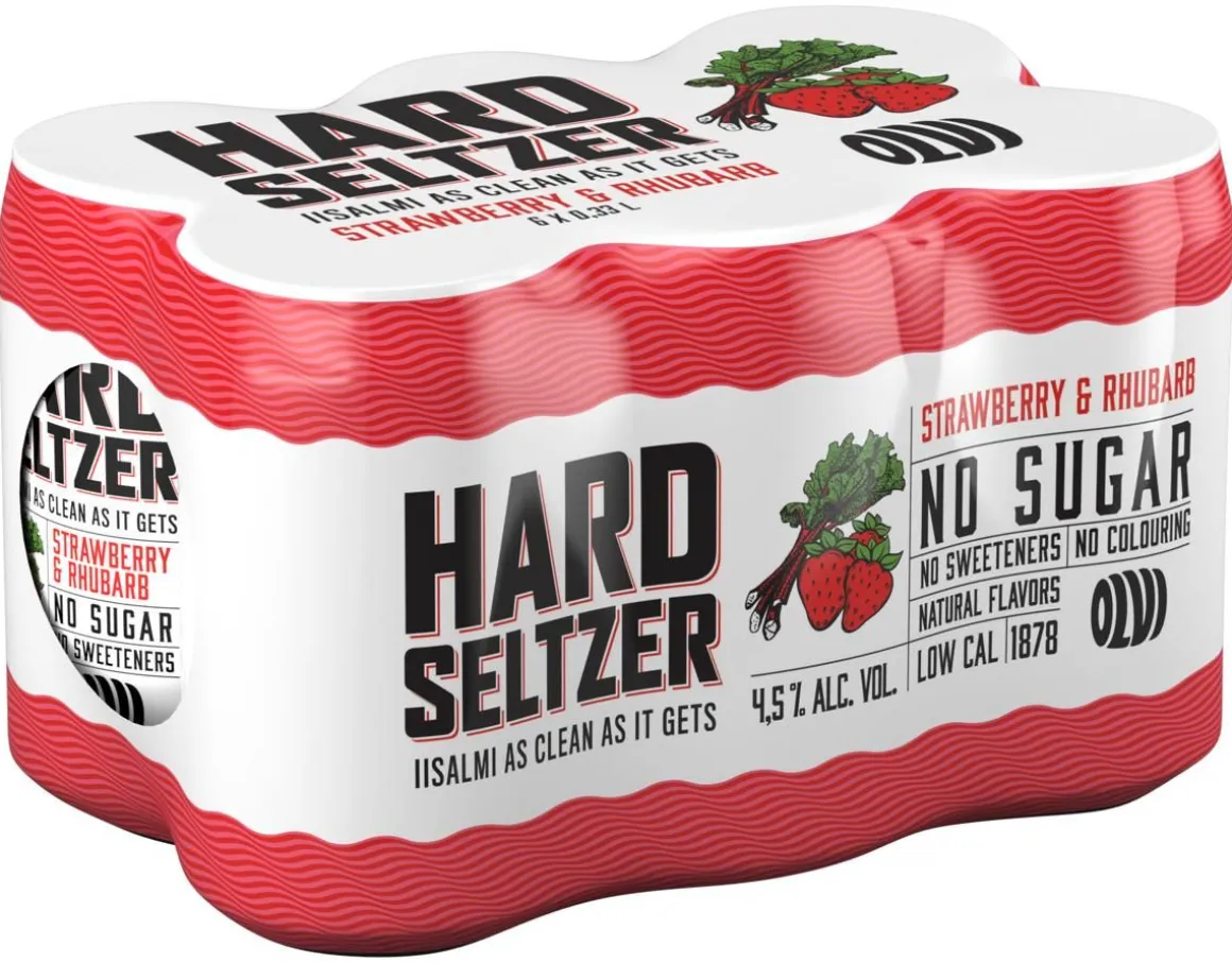 OLVI HARD SELTZER 4,5% MANSIKKA-RAPARPERI 0,33 TLK 6-PACK
