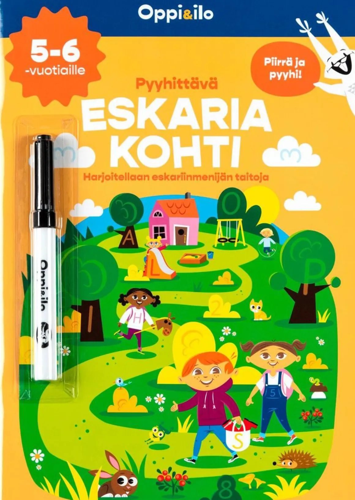 OPPI JA ILO PYYHITTÄVÄ ESKARIA KOHTI -PUUHAKIRJA